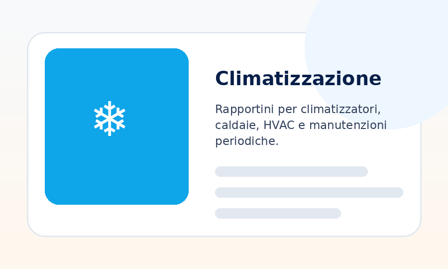 Immagine settore Climatizzazione per ReportOne