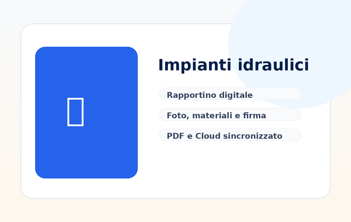 Mockup ReportOne per impianti idraulici