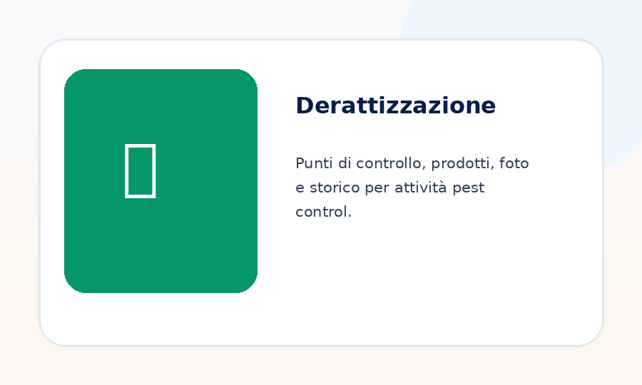 Immagine funzioni ReportOne per Derattizzazione