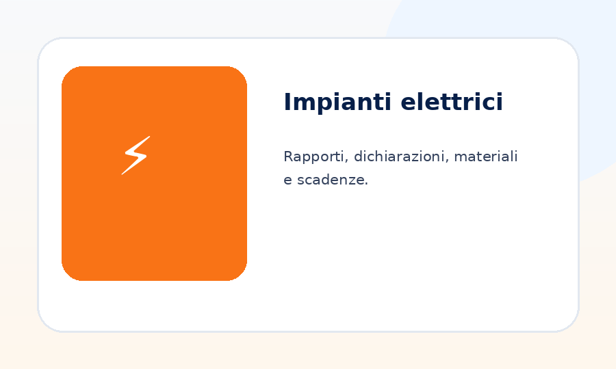 Immagine soluzione ReportOne Impianti elettrici