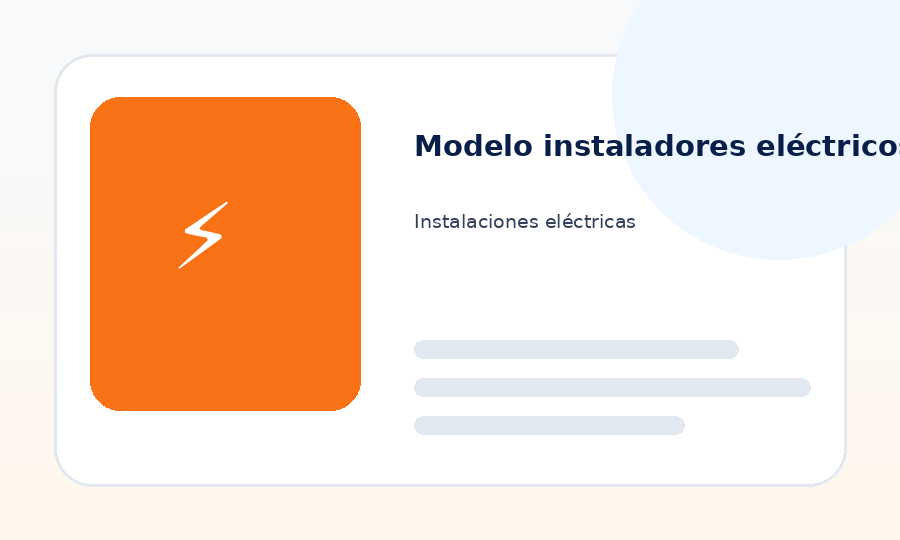 Imagen Modelo instaladores eléctricos ReportOne