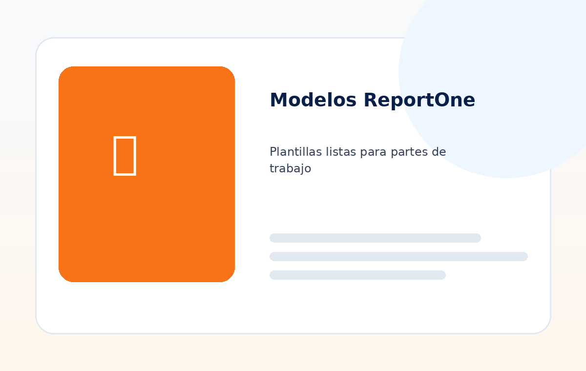 Mockup de modelos y plantillas ReportOne para partes de trabajo